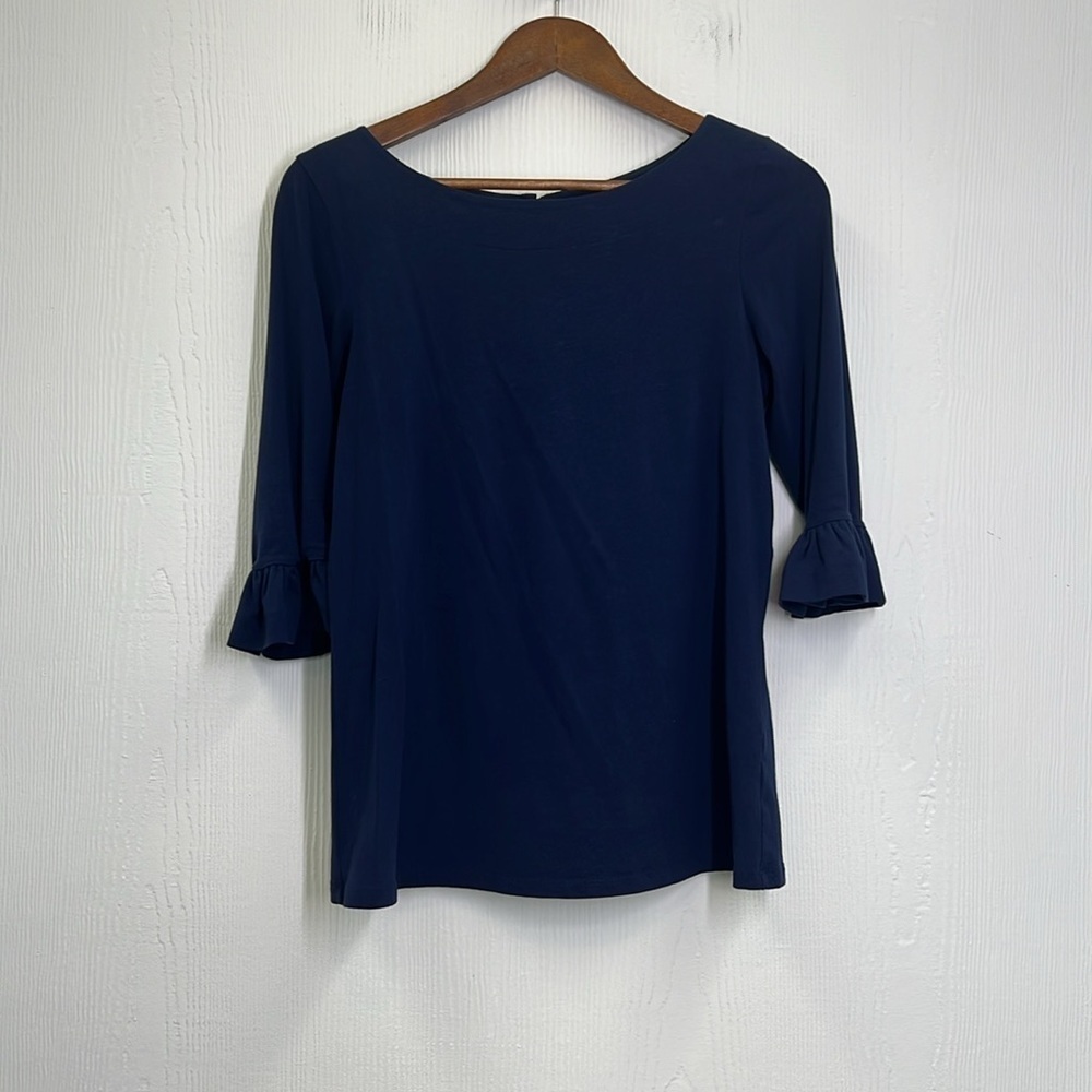 Lilly Pulitzer - Fontaine Navy Blue Bell Sleeves Boatneck Button Closure Top S - Picture 8 of 11